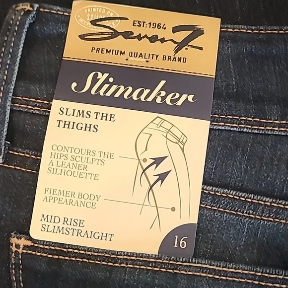Seven7  Dark Wash Jeans size 16 Limited Edition Slimaker - Picture 5 of 11